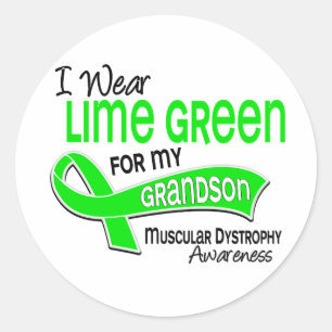 I Wear Lime Green 42 Grandson Muscular Dystrophy Classic Round Sticker