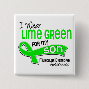 I Wear Lime Green 42 Son Muscular Dystrophy 15 Cm Square Badge