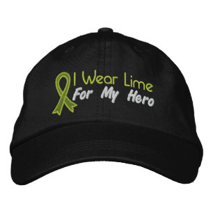 I Wear Lime Green For My Hero - Lymphoma Embroidered Hat