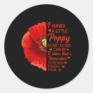 I Wear Little Red Poppy Flower Soldier Veteran Classic Round Sticker