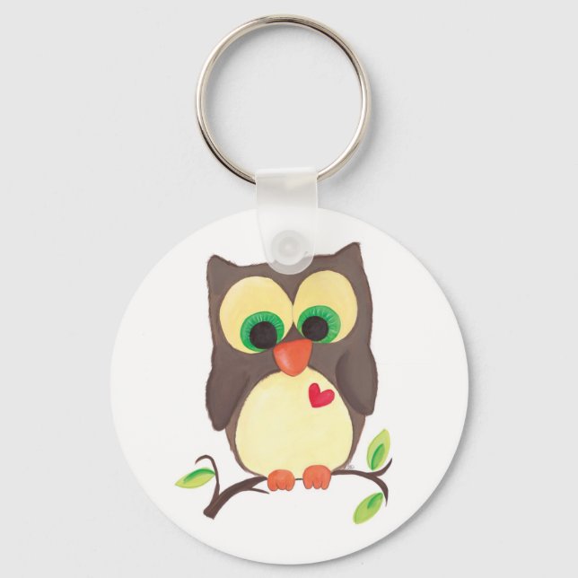 'I wear my heart on my owl' keychain (Front)