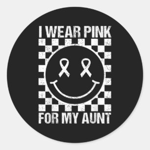 I Wear Nk For My Aunt Smile Face Breast Cancer Wom Classic Round Sticker