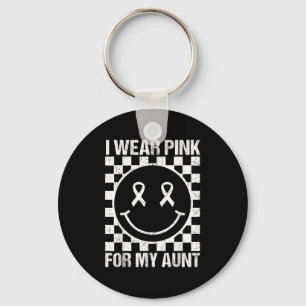 I Wear Nk For My Aunt Smile Face Breast Cancer Wom Key Ring