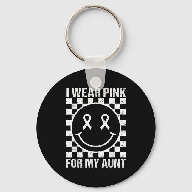 I Wear Nk For My Aunt Smile Face Breast Cancer Wom Key Ring (Front)