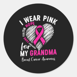 I Wear Nk For My Grandma Breast Cancer Awareness S Classic Round Sticker
