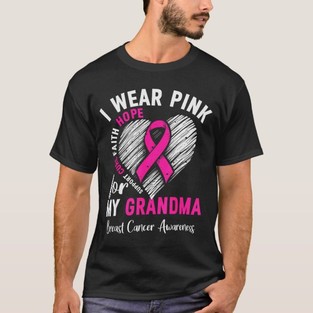 I Wear Nk For My Grandma Breast Cancer Awareness S T-Shirt (Front)