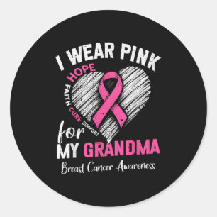 I Wear Nk For My Grandma Heart Breast Cancer Aware Classic Round Sticker