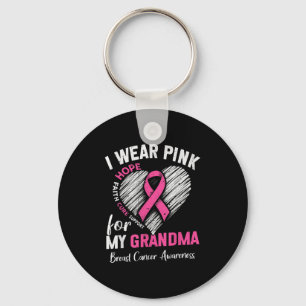I Wear Nk For My Grandma Heart Breast Cancer Aware Key Ring