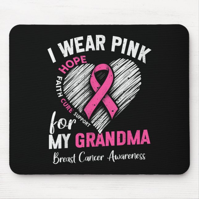 I Wear Nk For My Grandma Heart Breast Cancer Aware Mouse Mat (Front)