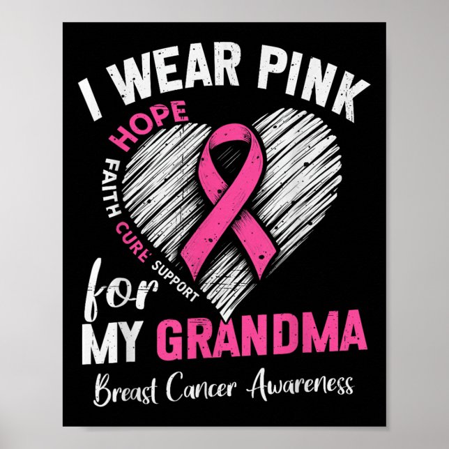 I Wear Nk For My Grandma Heart Breast Cancer Aware Poster (Front)