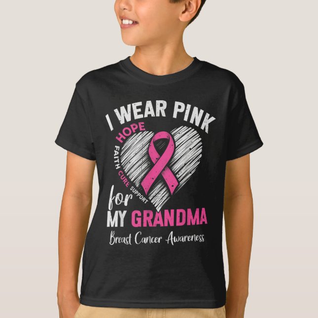 I Wear Nk For My Grandma Heart Breast Cancer Aware T-Shirt (Front)