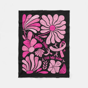 I Wear Nk For My Mom Breast Cancer Boho Floral Nk  Fleece Blanket
