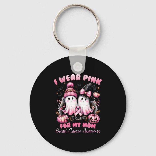 I Wear Nk For My Mum Halloween Breast Cancer Aware Key Ring (Front)