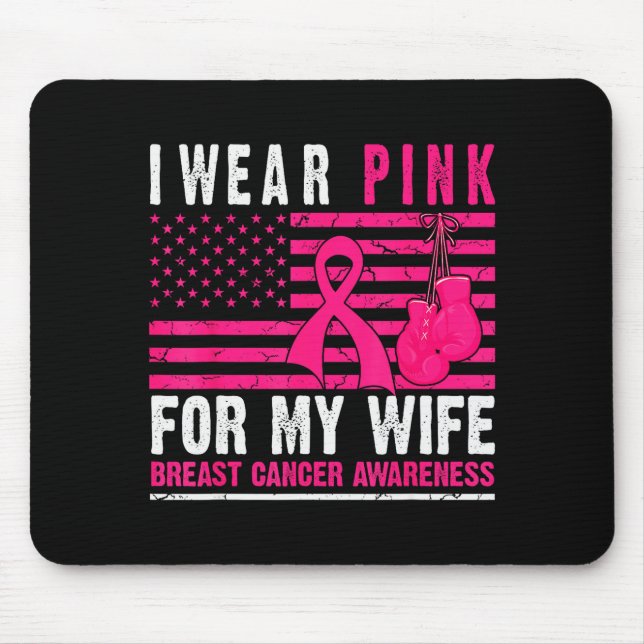 I Wear Nk For My Wife Breast Cancer Husband Cancer Mouse Mat (Front)