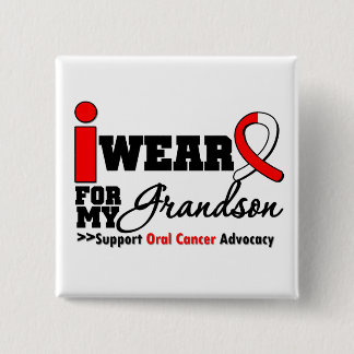I Wear Oral Cancer Ribbon For My Grandson 15 Cm Square Badge