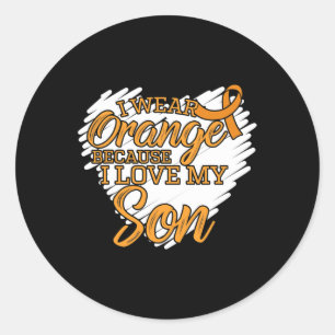 I Wear Orange Because I Love My Son for Leukaemia  Classic Round Sticker