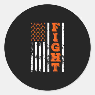 I Wear Orange Fight Kidney Cancer Awareness Americ Classic Round Sticker