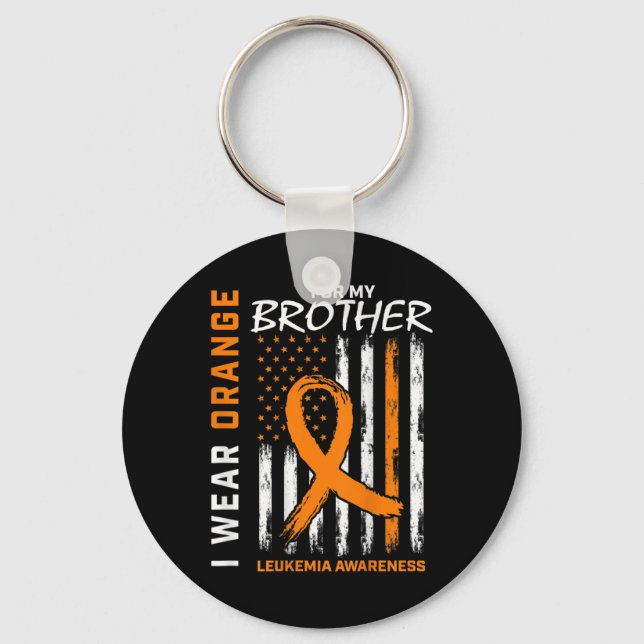 I Wear Orange For Brother Leukaemia Awareness Amer Key Ring (Front)