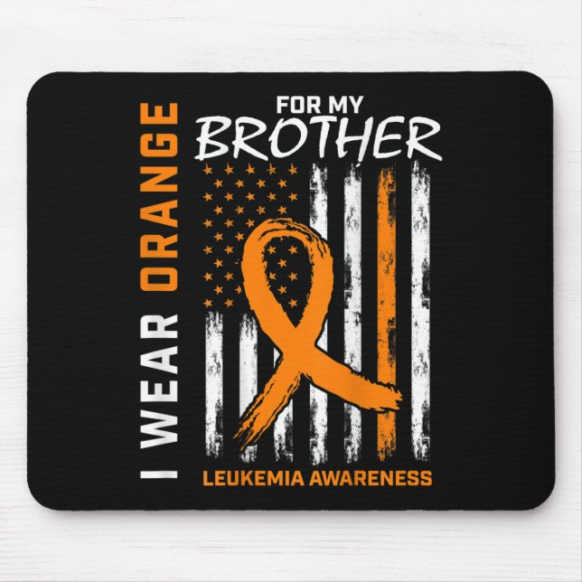 I Wear Orange For Brother Leukaemia Awareness Amer Mouse Mat (Front)