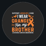 I Wear Orange For Brother Leukaemia Cancer Awarene Classic Round Sticker<br><div class="desc">I Wear Orange For Brother Leukaemia Cancer Awareness</div>
