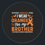I Wear Orange For Brother Leukaemia Cancer Awarene Classic Round Sticker<br><div class="desc">I Wear Orange For Brother Leukaemia Cancer Awareness</div>