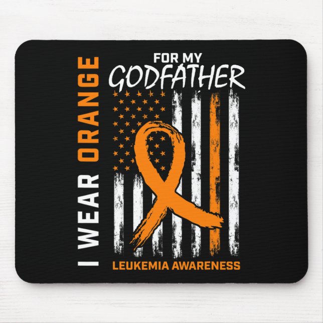 I Wear Orange For Godfather Leukaemia Awareness Am Mouse Mat (Front)