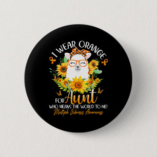 I Wear Orange For My Aunt Ms Awareness Llama Sunfl 6 Cm Round Badge