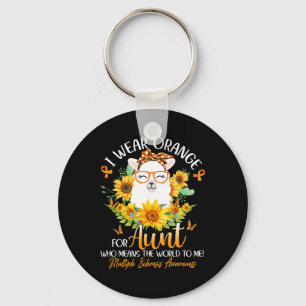 I Wear Orange For My Aunt Ms Awareness Llama Sunfl Key Ring