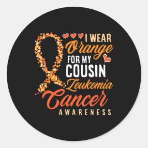 I Wear Orange For My Cousin Leukaemia Cancer Aware Classic Round Sticker
