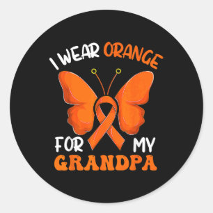 I Wear Orange For My Grandpa Butterfly Leukaemia A Classic Round Sticker