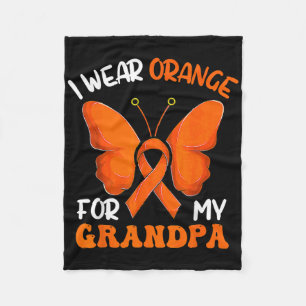 I Wear Orange For My Grandpa Butterfly Leukaemia A Fleece Blanket