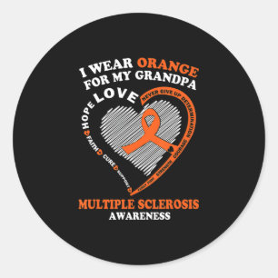 I Wear Orange For My Grandpa Multiple Sclerosis Classic Round Sticker