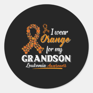 I Wear Orange For My Grandson Leukaemia Awareness Classic Round Sticker