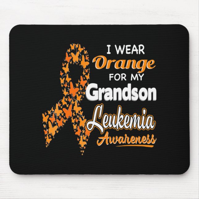 I wear Orange for my Grandson  Leukaemia Awareness Mouse Mat (Front)