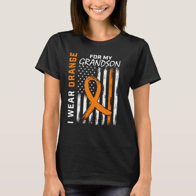 I Wear Orange For My Grandson Leukemia Awareness F T-Shirt (Front)