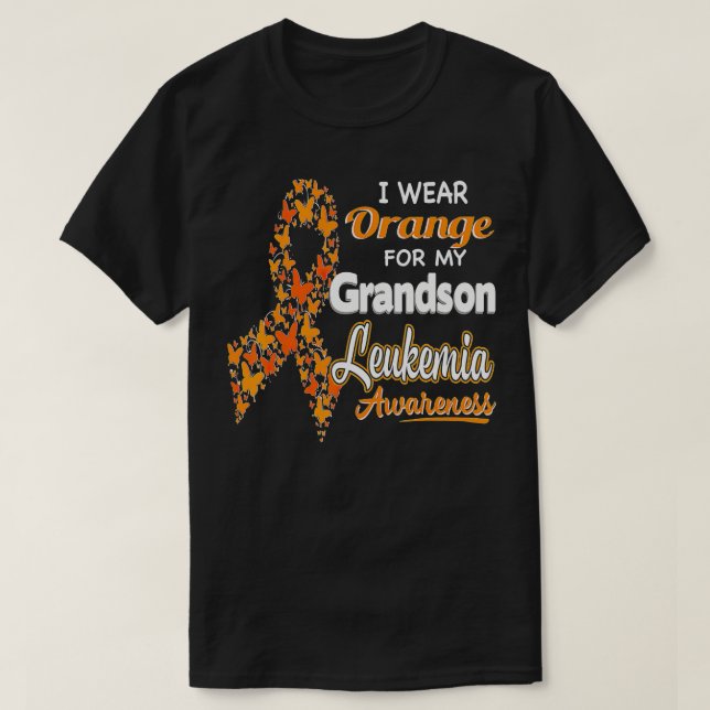 I wear Orange for my Grandson  Leukemia Awareness  T-Shirt (Design Front)
