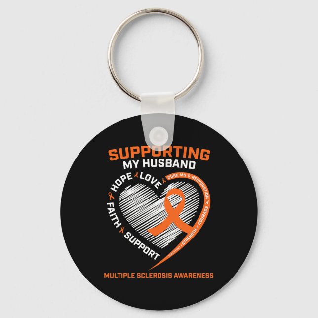 I Wear Orange For My Husband Multiple Sclerosis Aw Key Ring (Front)