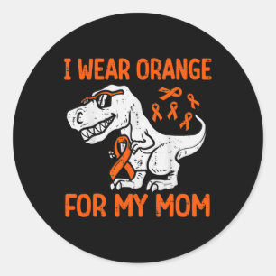 I Wear Orange For My Mum Dinosaur Multiple Scleros Classic Round Sticker
