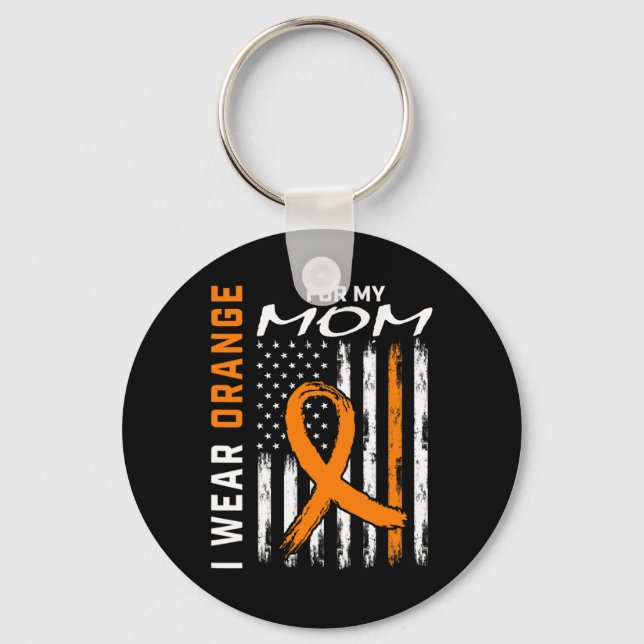 I Wear Orange For My Mum Leukaemia Cancer Awarenes Key Ring (Front)