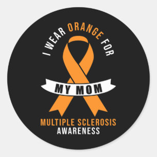 I Wear Orange For My Mum - Orange Ribbon Ms Awaren Classic Round Sticker
