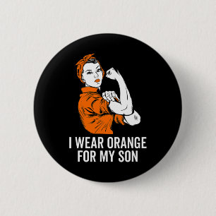 I Wear Orange For My Son Leukaemia Awareness Month 6 Cm Round Badge