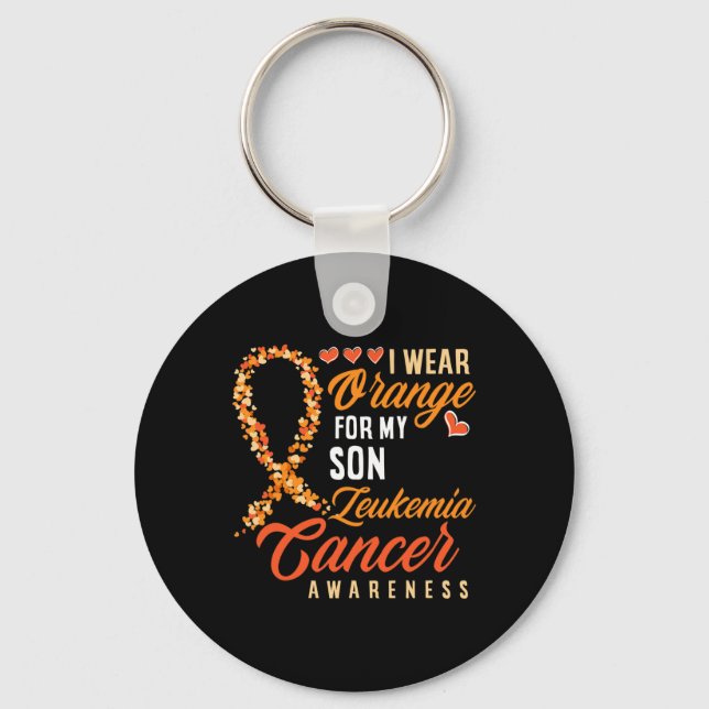 I Wear Orange For My Son Leukaemia Cancer Awarenes Key Ring (Front)
