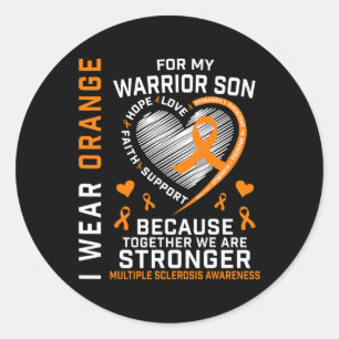 I Wear Orange For My Son Multiple Sclerosis Awaren Classic Round Sticker