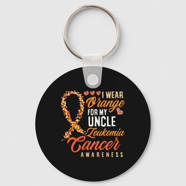 I Wear Orange For My Uncle Leukaemia Cancer Awaren Key Ring (Front)