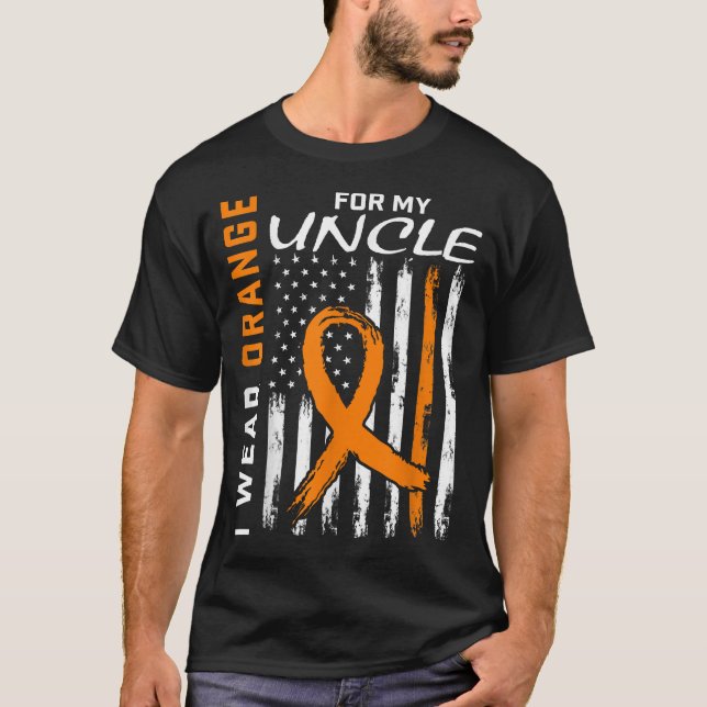 I Wear Orange For My Uncle Leukaemia Cancer  T-Shirt (Front)