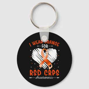 I Wear Orange For RSD CRPS Awareness Ribbon Heart Key Ring