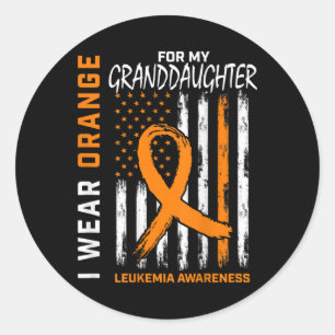 I Wear Orange Granddaughter Leukaemia Awareness Am Classic Round Sticker