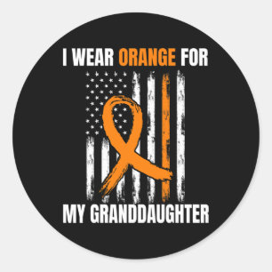 I Wear Orange Granddaughter Leukaemia Awareness Am Classic Round Sticker