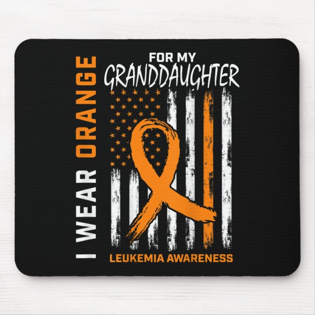 I Wear Orange Granddaughter Leukaemia Awareness Am Mouse Mat (Front)