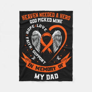 I Wear Orange In Memory Of My Dad Leukaemia Awaren Fleece Blanket